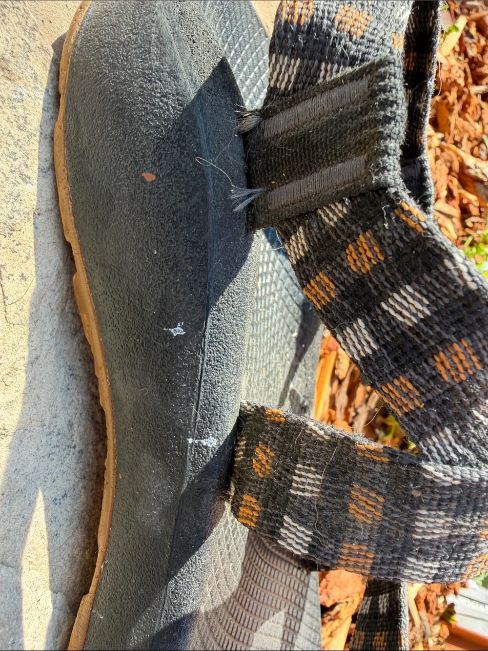 Chaco Black Sandals with Brown Check Straps